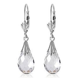6 CTW 14K Solid White Gold Revisions White Topaz Earrings