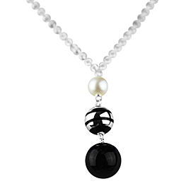 Montblanc Sterling Silver, Akoya Pearl & Black Onyx Necklace