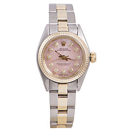 Rolex Oyster Perpetual Yellow Gold / Stainless Steel with Pink Diamond Dial 24mm Womens Watch