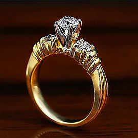 14k Yellow Gold Three-Stone Engagement Ring Size 6.5