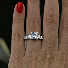 Platinum AGI Certified Engagement Ring featured with 3.67ct TCW Diamonds