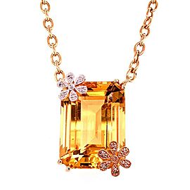 Diamond Citrine Necklace 14k Gold 25.12 TCW Women Certified