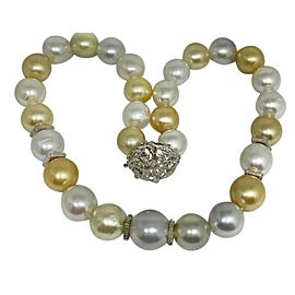 Diamond South Sea Pearl Necklace 18k Gold 16.5 mm 17" Certified