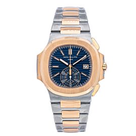 PATEK PHILIPPE NAUTILUS WATCH 5980/1AR BLUE DIAL STEEL AND ROSE GOLD