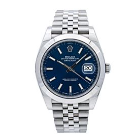 ROLEX DATEJUST 41 WATCH 126300 BLUE DIAL DOMED BEZEL JUBILEE BAND STAINLESS