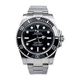 STAINLESS STEEL ROLEX SUBMARINER NO DATE WATCH 114060 40MM BLACK DIAL BOX/CARD