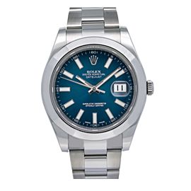 ROLEX DATEJUST II 116300 41MM BLUE DIAL WITH STAINLESS STEEL OYSTER BRACELET