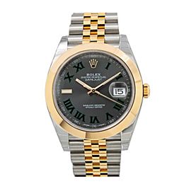 ROLEX DATEJUST 41MM WATCH 126303 STEEL AND YELLOW GOLD WIMBLEDON DIAL JUBILEE