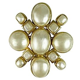 Chanel - 02P Spring 2002 - Vintage Maltese Cross Faux Pearl - Gold Tone Brooch