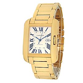 Cartier Tank Anglaise 18k Yellow Gold Automatic Silver Men's Watch