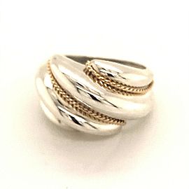 Tiffany & Co Estate Sterling Silver & 18 Gold Ring Size 5, 5.1 Grams TIF103