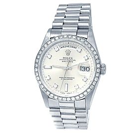 Rolex Day-Date Platinum President Automatic Diamonds Silver Men's Watch