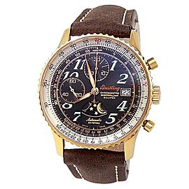 Breitling Montbrillant Eclipse 18k Rose Gold Leather Black Men's Watch H43330