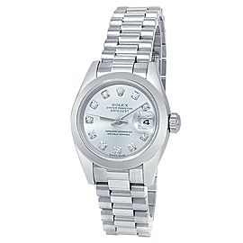 Rolex Datejust Lady Platinum President Auto Diamonds Blue Ladies Watch