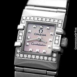 Omega Ladies Constellation Quadra - SS Steel & Original Factory Diamonds - Mint