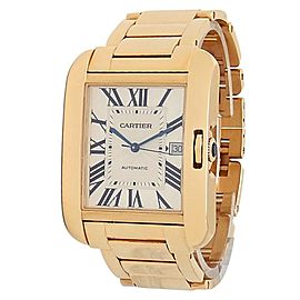 Cartier Tank Anglaise XL 18k Yellow Gold Automatic Silver Men's Watch