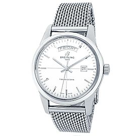 Breitling Transocean Day-Date Stainless Steel Auto Silver Men's Watch