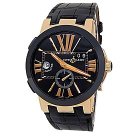 Ulysse Nardin Executive Dual Time 18k Rose Gold Auto Black Men's Watch
