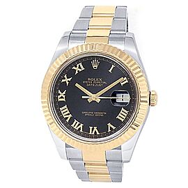 Rolex Datejust II 18k Yellow Gold Stainless Steel Oyster Black Mens Watch