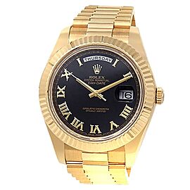 Rolex Day-Date II 18k Yellow Gold President Automatic Black Men's Watch