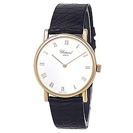Chopard Classique 18k Yellow Gold Black Leather Manual White Men's Watch