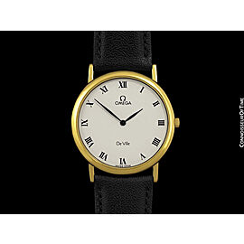 OMEGA De Ville Mens Midsize Ultra Thin 18K Gold Dress Watch