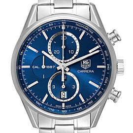 Tag Heuer Carrera 1887 Chronograph Blue Dial Steel Mens Watch