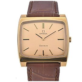 OMEGA Geneva Gold Plated / Leather gold Dial Hand Winding Watch LXGJHW-67