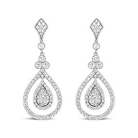 18K White Gold 1 1/4 Cttw Round Diamond Openwork Teardrop-Shaped Dangle Earrings (F-G Color, VS1-VS2 Clarity)
