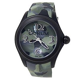 Corum Bubble Black PVD Stainless Steel Rubber Green Camouflage Watch
