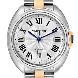 Cartier Cle 40 Steel Rose Gold Silver Dial Mens Watch W2CL0002