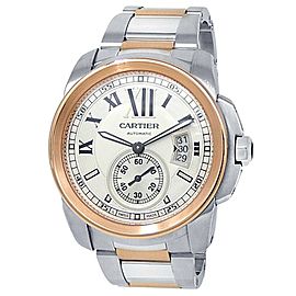Cartier Calibre de Cartier Stainless Steel 18k Rose Gold Silver Watch