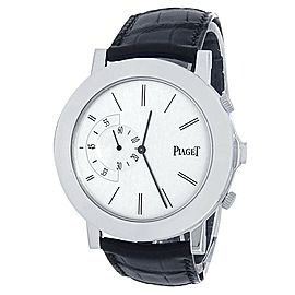 Piaget Altiplano Double Jeu 18k White Gold Leather Silver Grey Watch