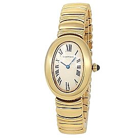Cartier Baignoire 18k Yellow Gold Quartz White Ladies Watch