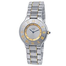 Cartier Must 21 Stainless Steel 18k Yellow Gold Silver Ladies Watch