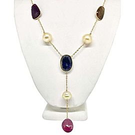 South Sea Pearl Ruby Sapphire Necklace 15.5 mm 14k Gold Certified $4,950 820707