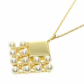 MIKIMOTO 18K Yellow Gold Pearl Diamond Necklace LXGQJ-758
