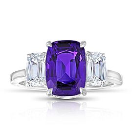 David Gross Purple Sapphire and Diamond Platinum Ring