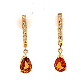 Citrine Diamond Earrings 14k Gold 3.79 TCW Women Certified $1,490