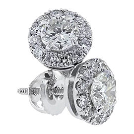 18k White Gold Diamond Halo Stud Earrings