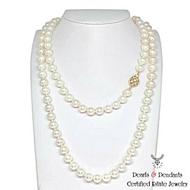 Diamond Akoya Pearl Necklace 14k Gold 8.5 mm 36 in Certified $9,750