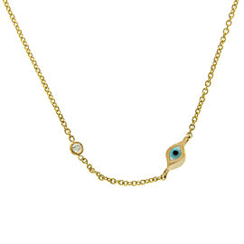 Sydney Evan 14K Yellow Gold Diamond & Turquoise Enamel Evil Eye Necklace