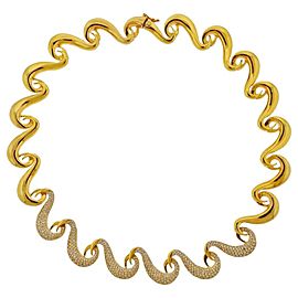 Gold Diamond Wave Necklace