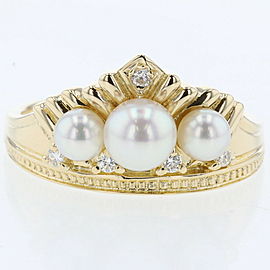 MIKIMOTO Yellow Gold Pearl 3.5mm-5mm 5P Ring LXGBKT-925