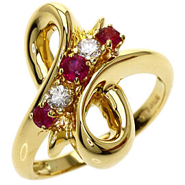 TIFFANY & Co 18K Yellow Gold Ruby Diamond Ring US 5.25 QJLXG-1439
