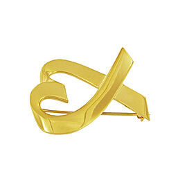Tiffany & Co. Large Paloma Picasso 18k Yellow Gold Loving Heart Pin Brooch