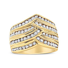 10K Yellow Gold Plated .925 Sterling Silver 1 1/2 Cttw Diamond Channel Band (Champagne Color, I2-I3 Clarity) Ring Size 7