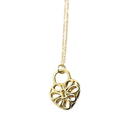 Tiffany & Co. 18K Yellow Gold Lock Heart Pendant & Chain Necklace