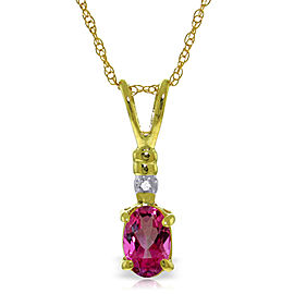 0.46 CTW 14K Solid Gold Pop Of Color Pink Topaz Diamond Necklace