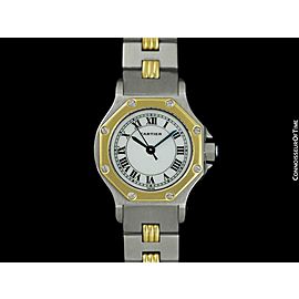 Cartier Santos Octagon Ladies Automatic Watch SS Steel & 18K Gold